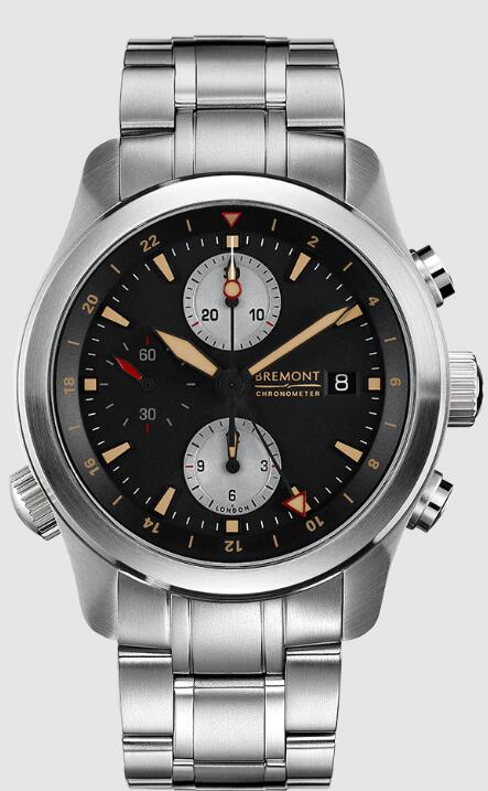 Replica Bremont Watch Altitude Pilot Chronographs ALT1-ZT/51 Black Dial Steel Strap